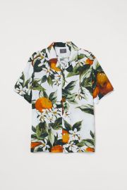 Relaxed Fit Patterned Resort Shirt - Whiteoranges - Men HampM US at H&M